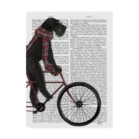 Fab Funky 'Schnauzer On Bicycle Text, Black' Canvas Art,18x24